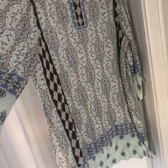 Blue pattern cotton blend dress/top - Picture 3 of 3